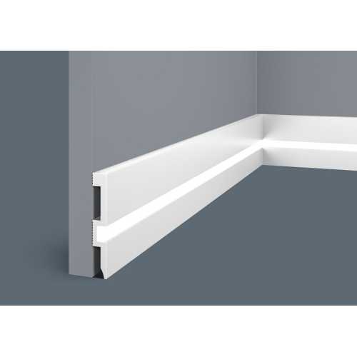 Фото Плинтус напольный Cosca PX059 для подсветки, белый (80х12)