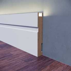 Плинтус напольный с подсветкой LED Evrowood PN 102 Белый, крашеный (100*16*2000) Плинтус напольный с подсветкой LED Evrowood PN 102 Белый, крашеный (100*16*2000)