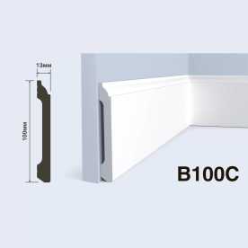 Плинтус напольный Hiwood B100C под покраску, белый (100*13*2000) Плинтус напольный Hiwood B100C под покраску, белый (100*13*2000)