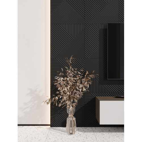 Фото Стеновая панель квадратная МДФ Ликорн - Пирамида, Черный, 500*500*8 мм (4 шт)