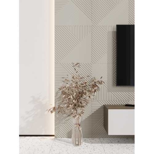 Фото Стеновая панель квадратная МДФ Ликорн - Пирамида, Слоновая кость, 500*500*8 мм (4 шт)