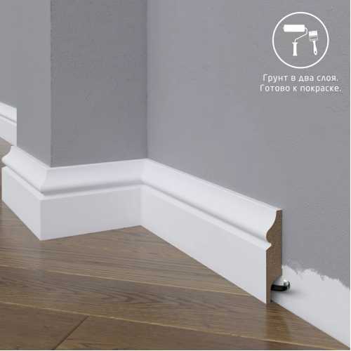 Фото Плинтус напольный под покраску 12-072-18 Madest Decor MDF (72х18х2400 мм)