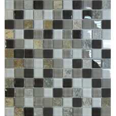 Мозаика стеклянная с камнем Bonaparte Style time 23, 23х23 (300х300х8 мм)