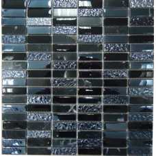 Мозаика стеклянная с камнем Bonaparte Super Line black 48х15 (300х300х8 мм)