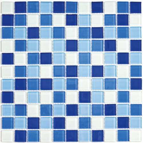 Фото Мозаика стеклянная Bonaparte Blue Wave 3, 25х25 (300х300х4 мм)